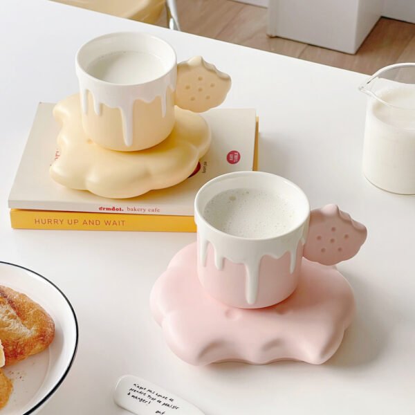 Creative Cookie Ceramic Coffee Cup with Saucer - 240ML