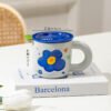 ceramics factory wholesale Floral ceramic coffee cup, ideal for couples