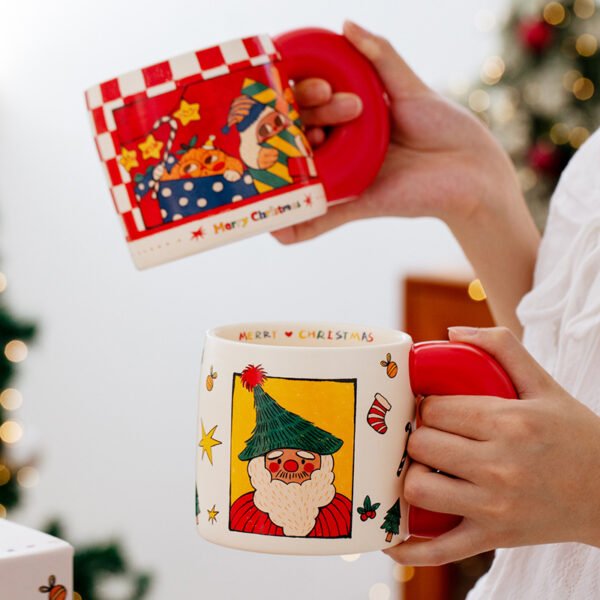 Santa-themed ceramic coffee mug for holiday celebrations