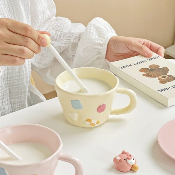 Embossed Ceramic Coffee Mug in Yellow