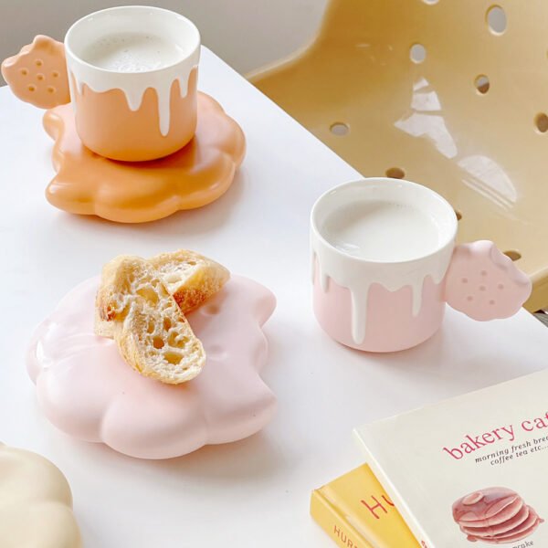 Pink Cookie Coffee Cup and Saucer Set - 240ML