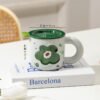factory wholesale Ceramic floral coffee mug in blue for gifts