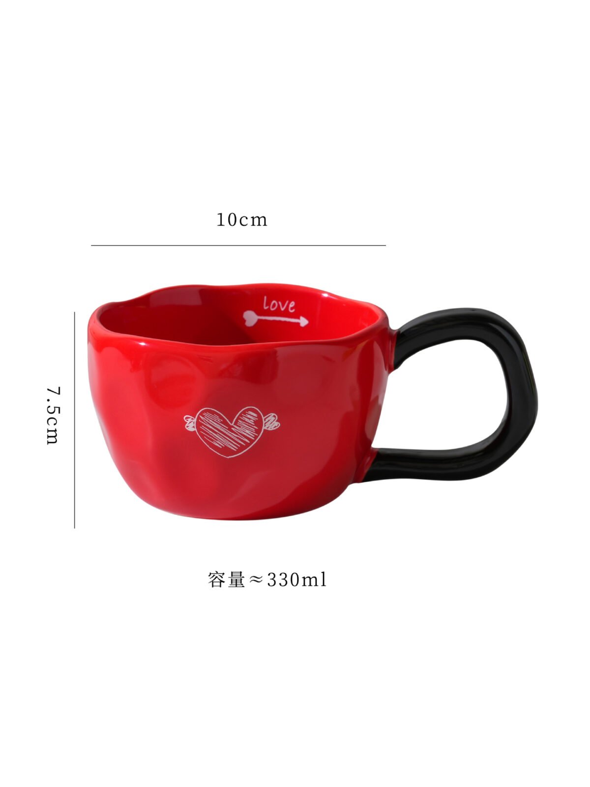 Ceramic mug with heart handle for gifting