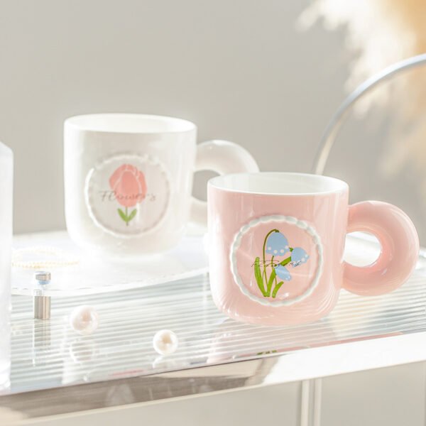 Creative Floral Ceramic Mug for Office Use
