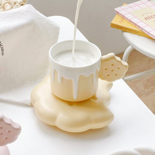 Yellow Cookie Coffee Cup and Saucer Set - 240ML
