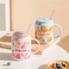 Lemon soda can ceramic mug with lid and straw