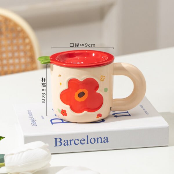 ceramics factory wholesale Green floral ceramic coffee cup for students and couples