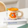 ceramics factory wholesale 320ml red floral coffee mug for modern decor