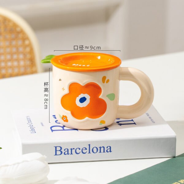 ceramics factory wholesale 320ml red floral coffee mug for modern decor