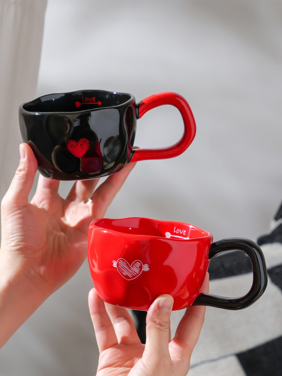 Minimalist ceramic heart-handle mug