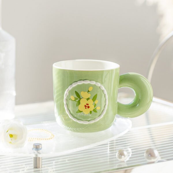 Aesthetic Floral Ceramic Mug - Microwave Safe