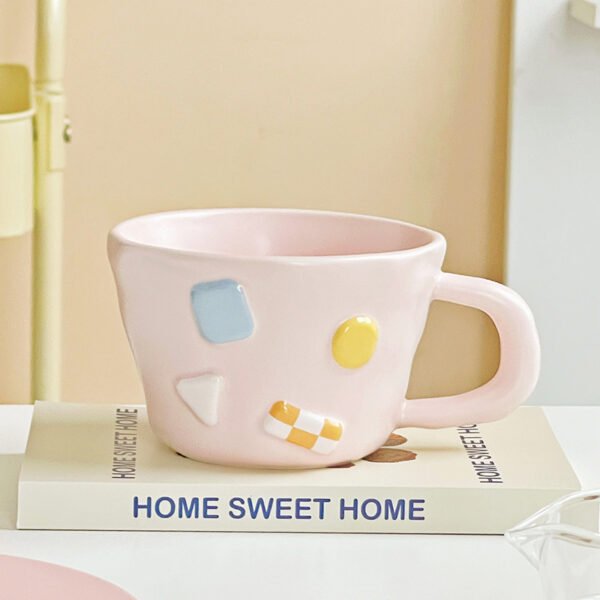 Embossed Ceramic Coffee Mug in Pink