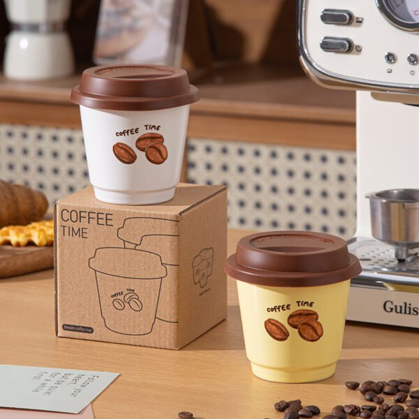 Creative Paper Cup Shape Ceramic Mug - White