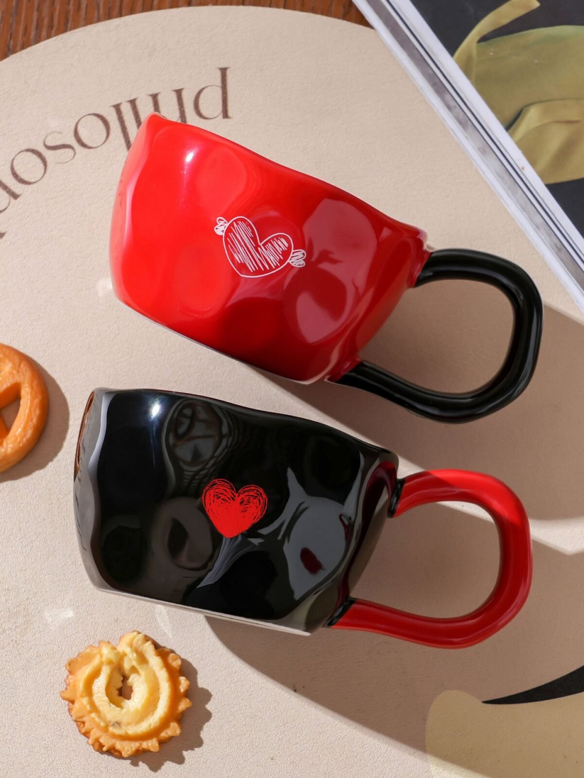 Gift-ready ceramic heart-handle cup
