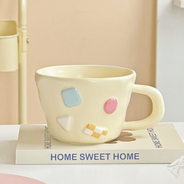 Embossed Ceramic Coffee Mug in Yellow