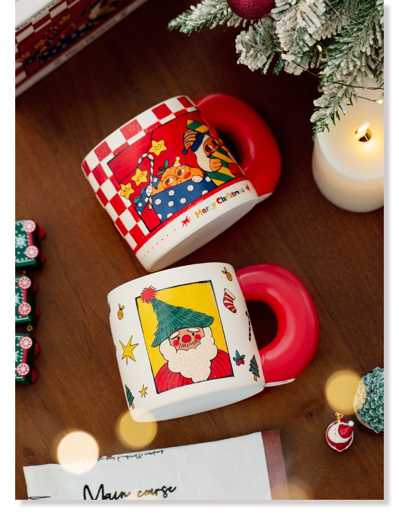 Bulk ceramic Christmas mug with holiday-themed designs