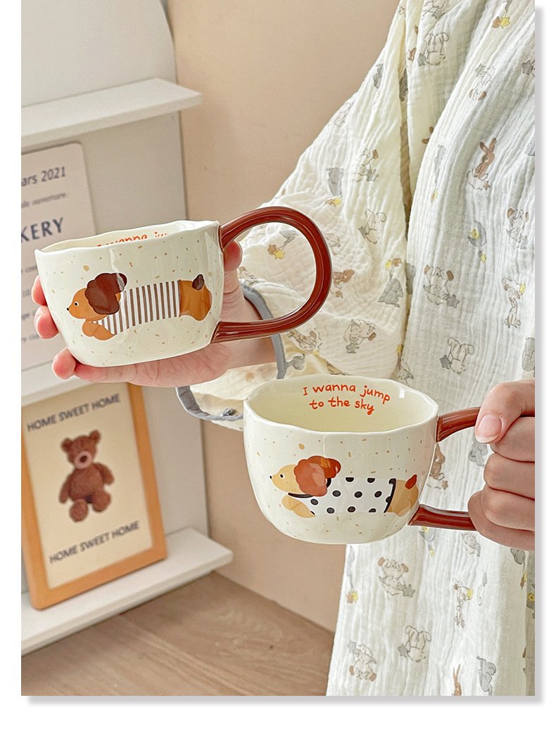 Dog-Themed Ceramic Mug for Breakfast - Microwave Safe