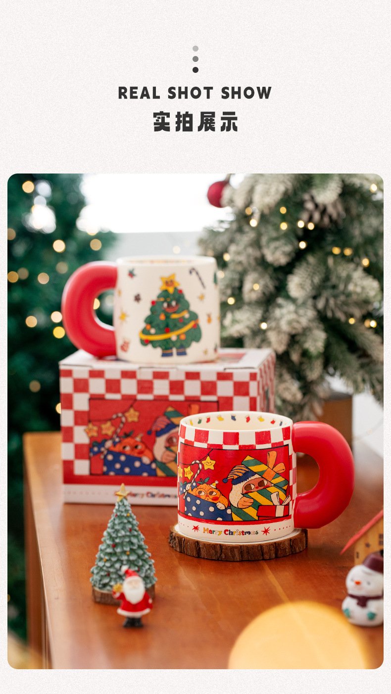 Santa and Christmas gift ceramic coffee cup for home use