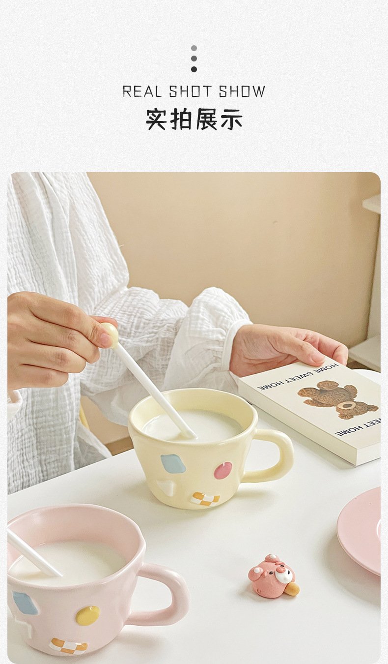 Cute Hand-textured Coffee Mug - Pink