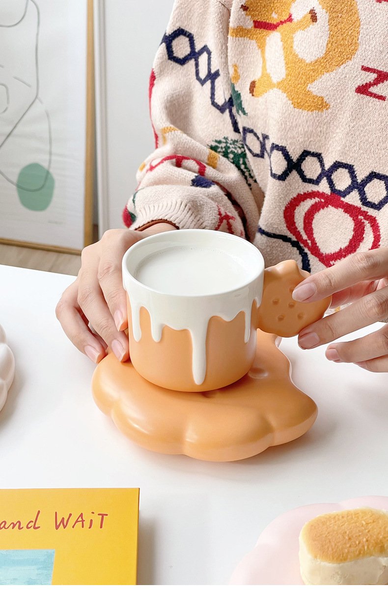 Pink Ceramic Cookie Coffee Mug for Women