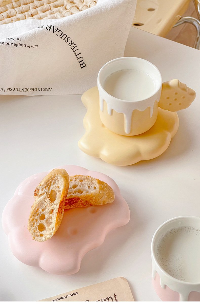 Yellow Ceramic Cookie Coffee Mug for Women