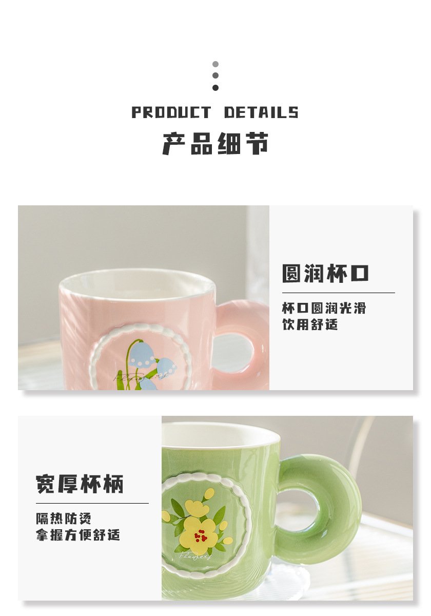 Microwave-Safe Floral Ceramic Mug