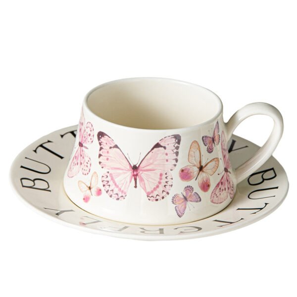 Butterfly Ceramic Mug and Saucer Set for Women