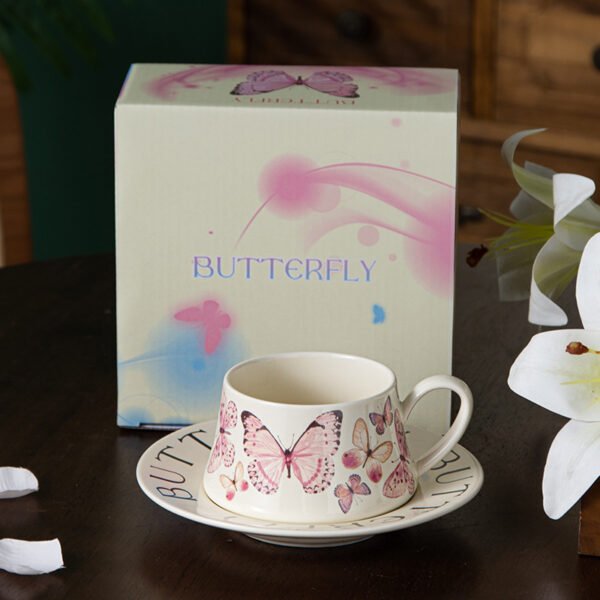 270ML Ceramic Coffee Cup with Butterfly Design