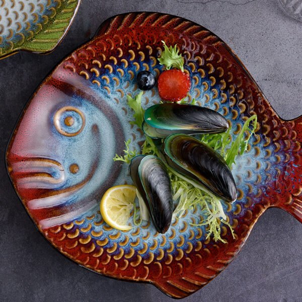 Wholesale fish-shaped ceramic plate from China for sushi
