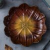Kiln-Glazed Floral Ceramic Plate for Tableware