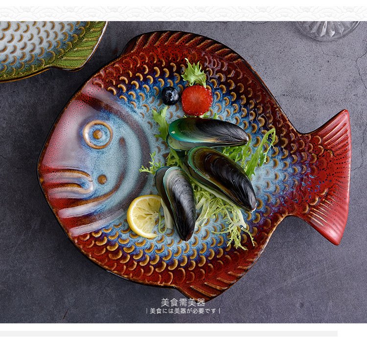 Vintage Chinese Ceramic Fish Plate for Asian Cuisine