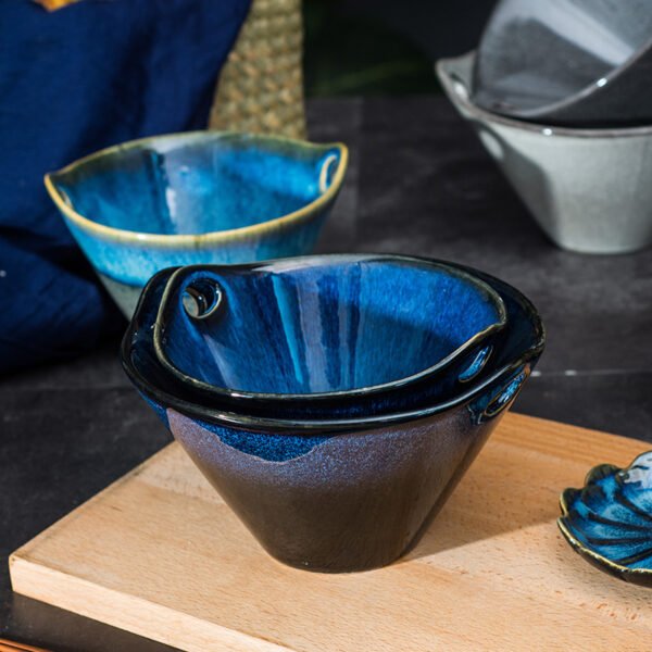 Wholesale Chinese ceramic ramen bowl, Japanese style kiln-glazed design
