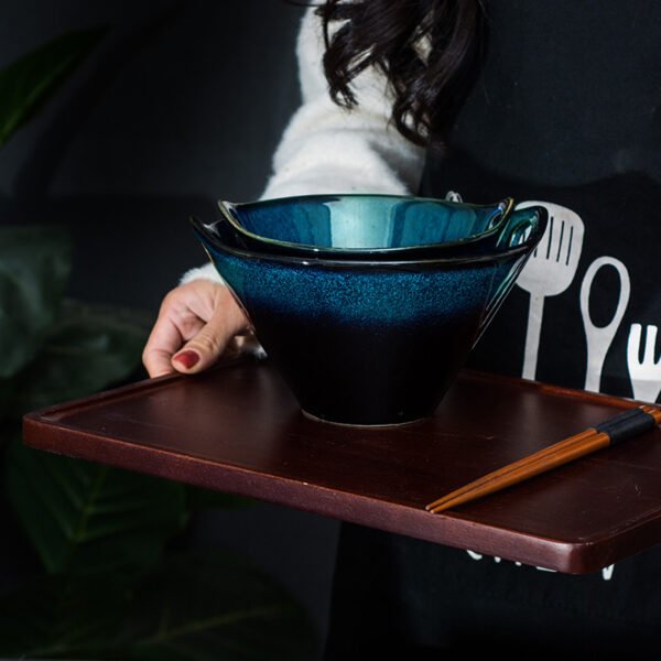 Japanese ramen bowl in traditional kiln glaze, Chinese ceramic wholesale