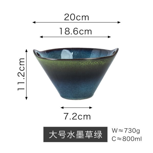 Chinese ceramic ramen bowl, Japanese kiln-glazed high footed design