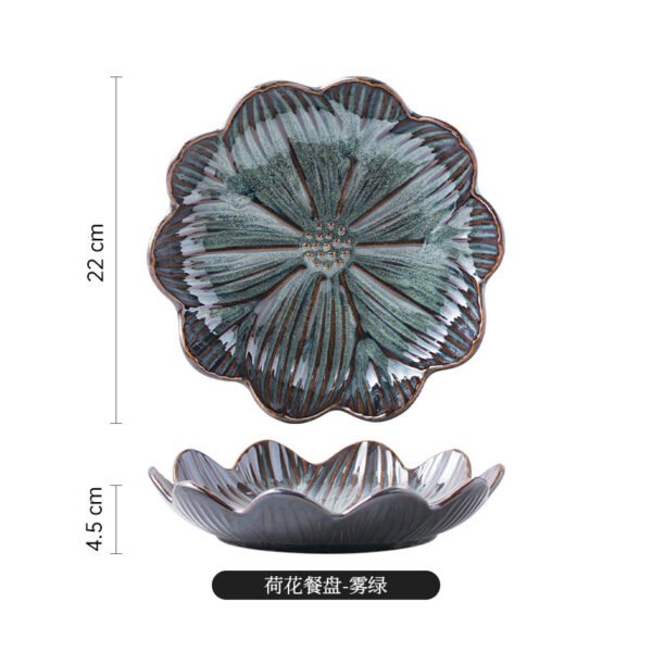 Kiln-Glazed Ceramic Floral Plate for Fine Dining