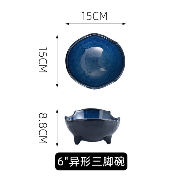 Unique-shaped ceramic plate with a vibrant reactive glaze